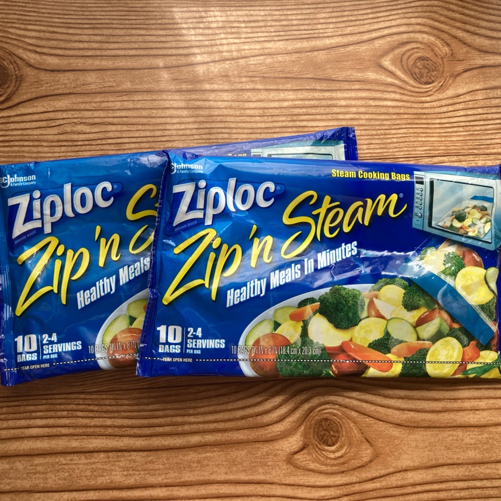 Lot Of 2 Packs Ziploc Zip 'N Steam Medium Cooking Bags Microwave Discontinued